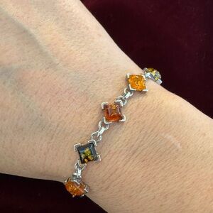 925 Silver and Baltic Amber Bracelet